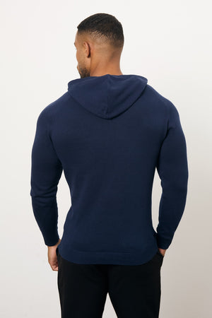 Pure Cotton Knitted Hoodie in Navy - TAILORED ATHLETE - USA