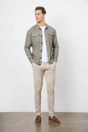 Linen Blend Pocket Overshirt in Mole - TAILORED ATHLETE - USA