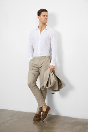 Linen Blend Suit Pants in Dark Stone - TAILORED ATHLETE - USA