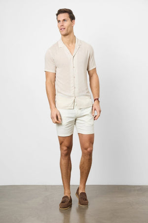 Linen Blend Side Adjuster Shorts in Chalk - TAILORED ATHLETE - USA