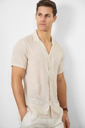 Printed Shirt in Neutral Chevron - TAILORED ATHLETE - USA