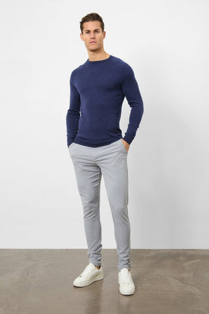 Merino Wool Crew Neck Sweater in Airforce - TAILORED ATHLETE - USA