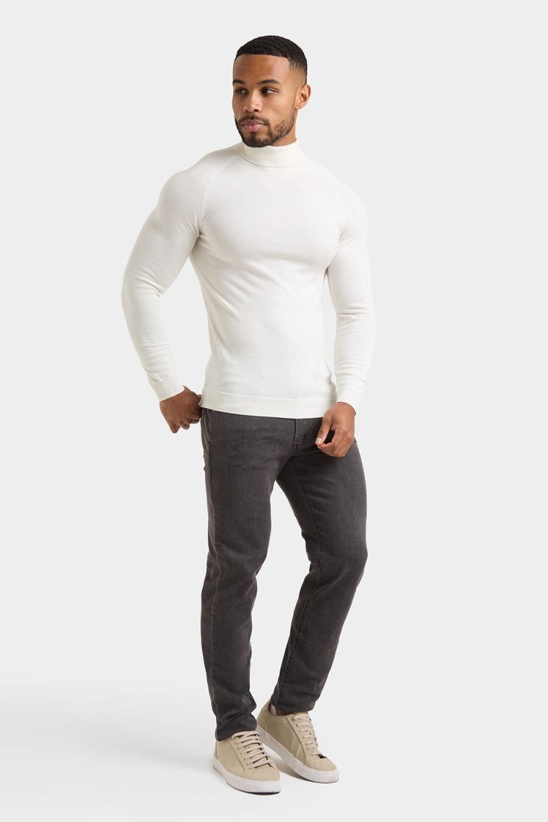 Merino Wool Turtleneck in Chalk - TAILORED ATHLETE - USA