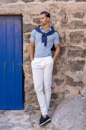 Athletic Fit Polo Shirt in Pale Blue - TAILORED ATHLETE - USA