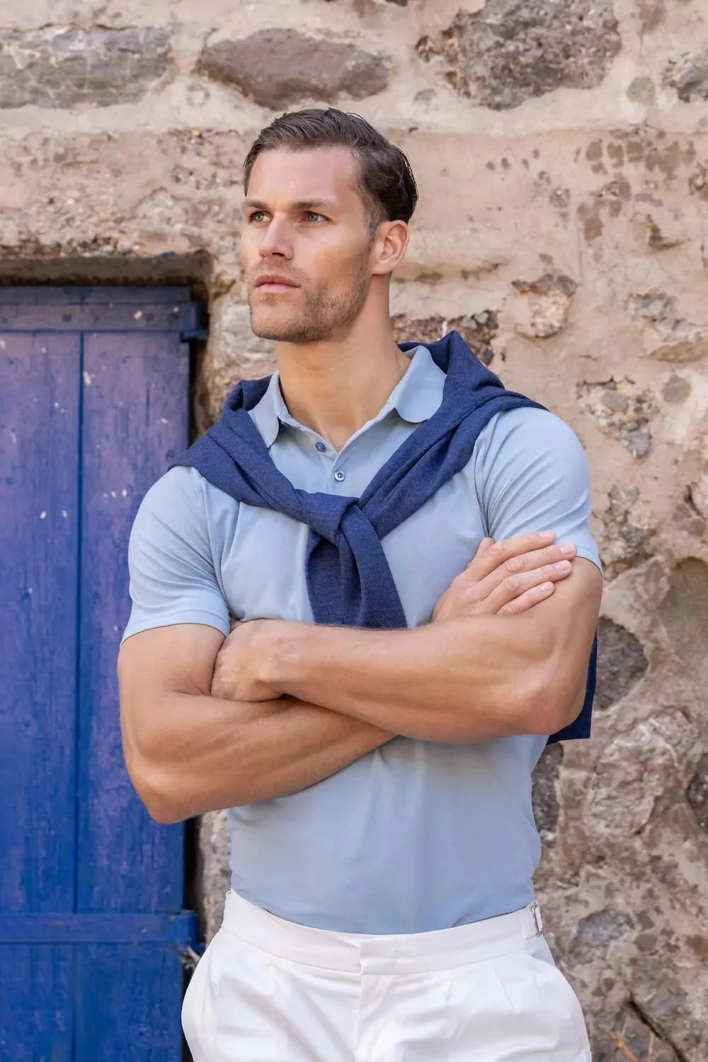 Athletic Fit Polo Shirt in Pale Blue - TAILORED ATHLETE - USA
