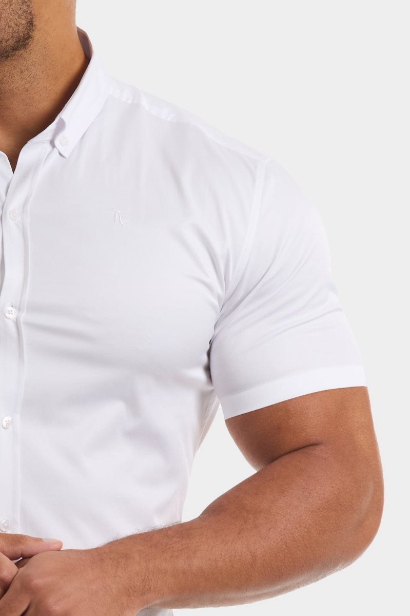 Athletic Fit Short Sleeve Signature Shirt in White - TAILORED ATHLETE - USA