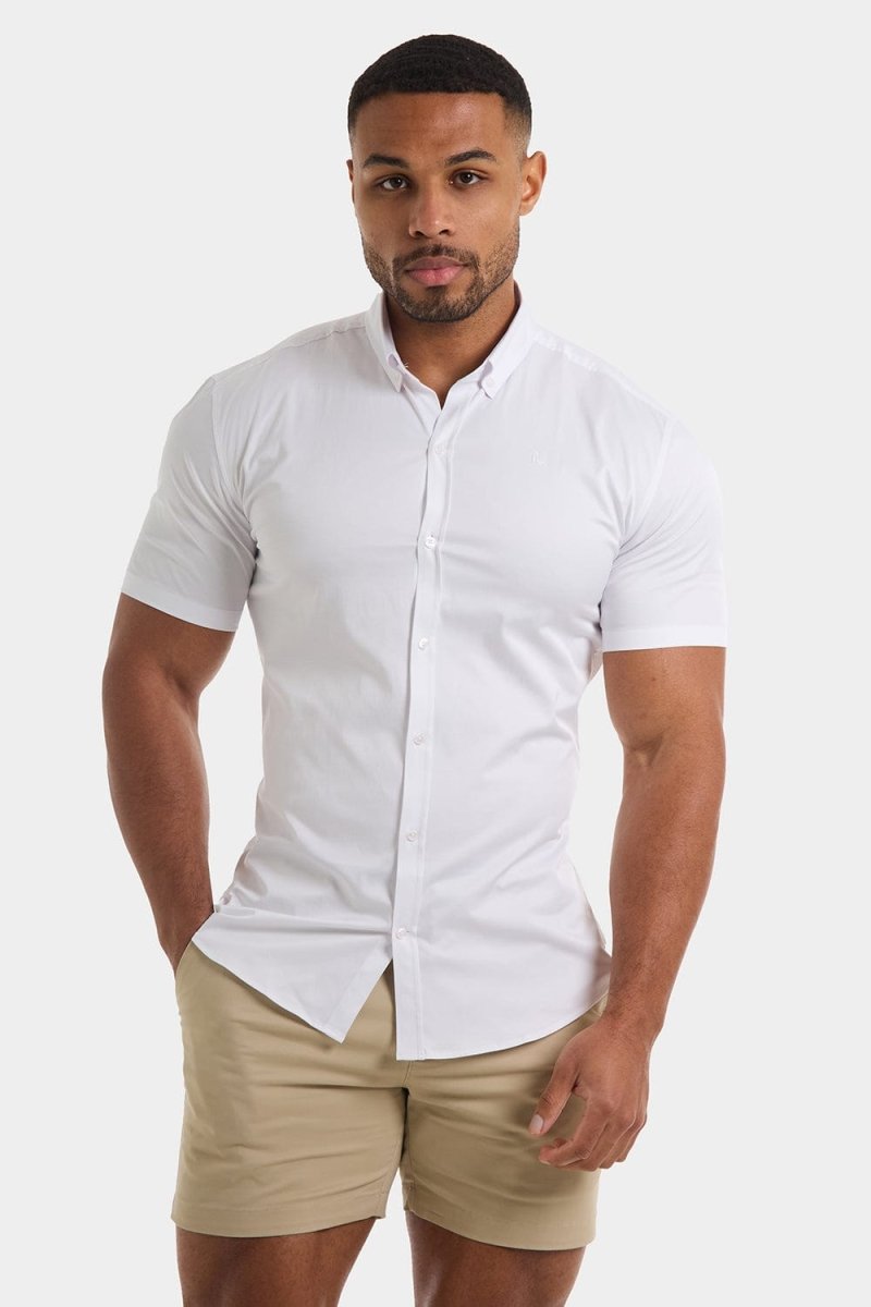 Athletic Fit Short Sleeve Signature Shirt in White - TAILORED ATHLETE - USA