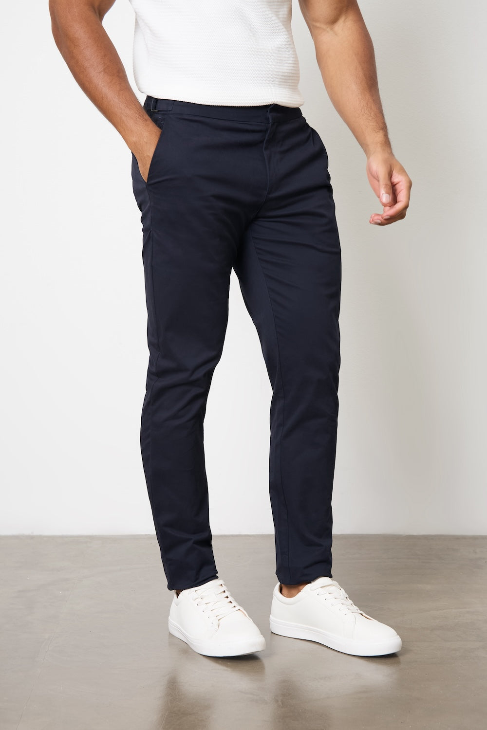 Smart Chino Side Adjuster Pants in Navy - TAILORED ATHLETE - USA