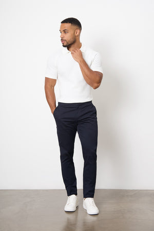 Smart Chino Side Adjuster Pants in Navy - TAILORED ATHLETE - USA