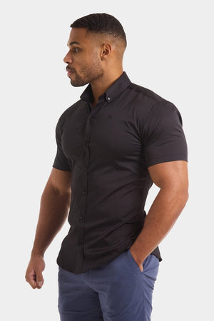 Athletic Fit Short Sleeve Signature Shirt in Black - TAILORED ATHLETE - USA