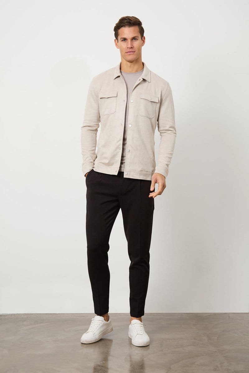 Suede Look Shacket in Stone - TAILORED ATHLETE - USA