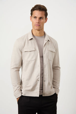 Suede Look Shacket in Stone - TAILORED ATHLETE - USA