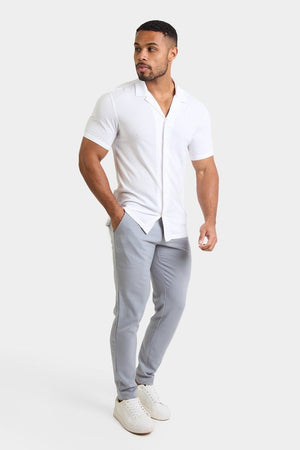 Athletic Fit Short Sleeve Viscose Shirt in White - TAILORED ATHLETE - USA