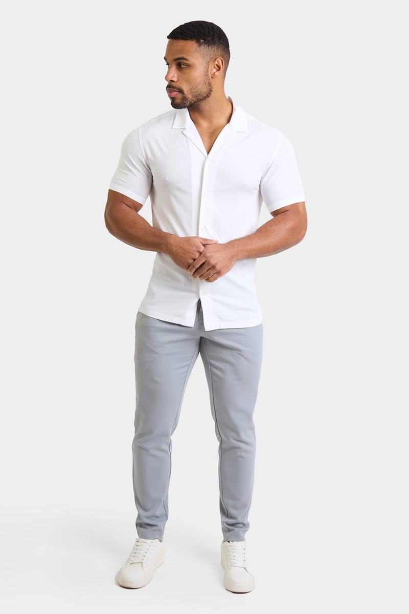 Athletic Fit Short Sleeve Viscose Shirt in White - TAILORED ATHLETE - USA