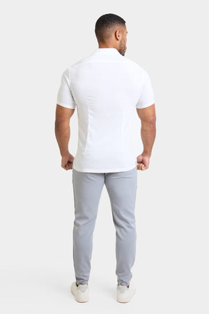 Athletic Fit Short Sleeve Viscose Shirt in White - TAILORED ATHLETE - USA