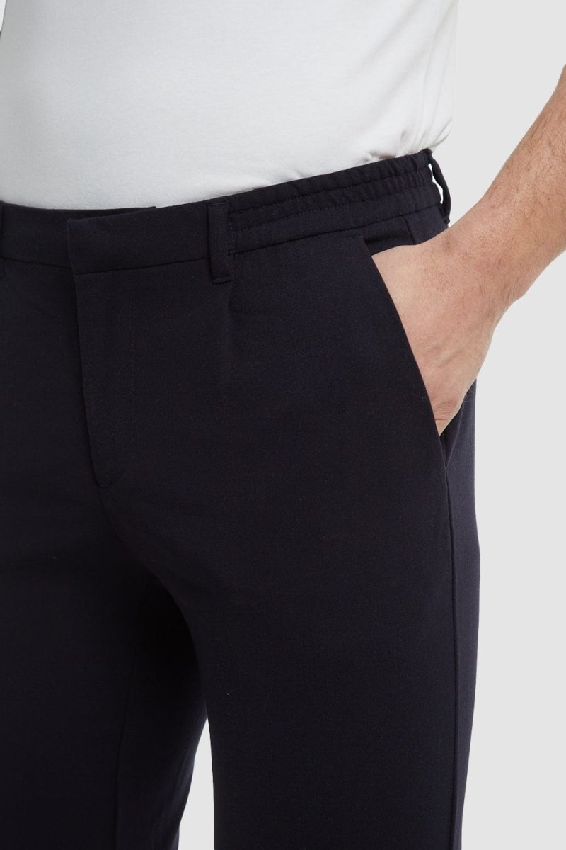 Cropped Pleated Pants in Navy - TAILORED ATHLETE - USA