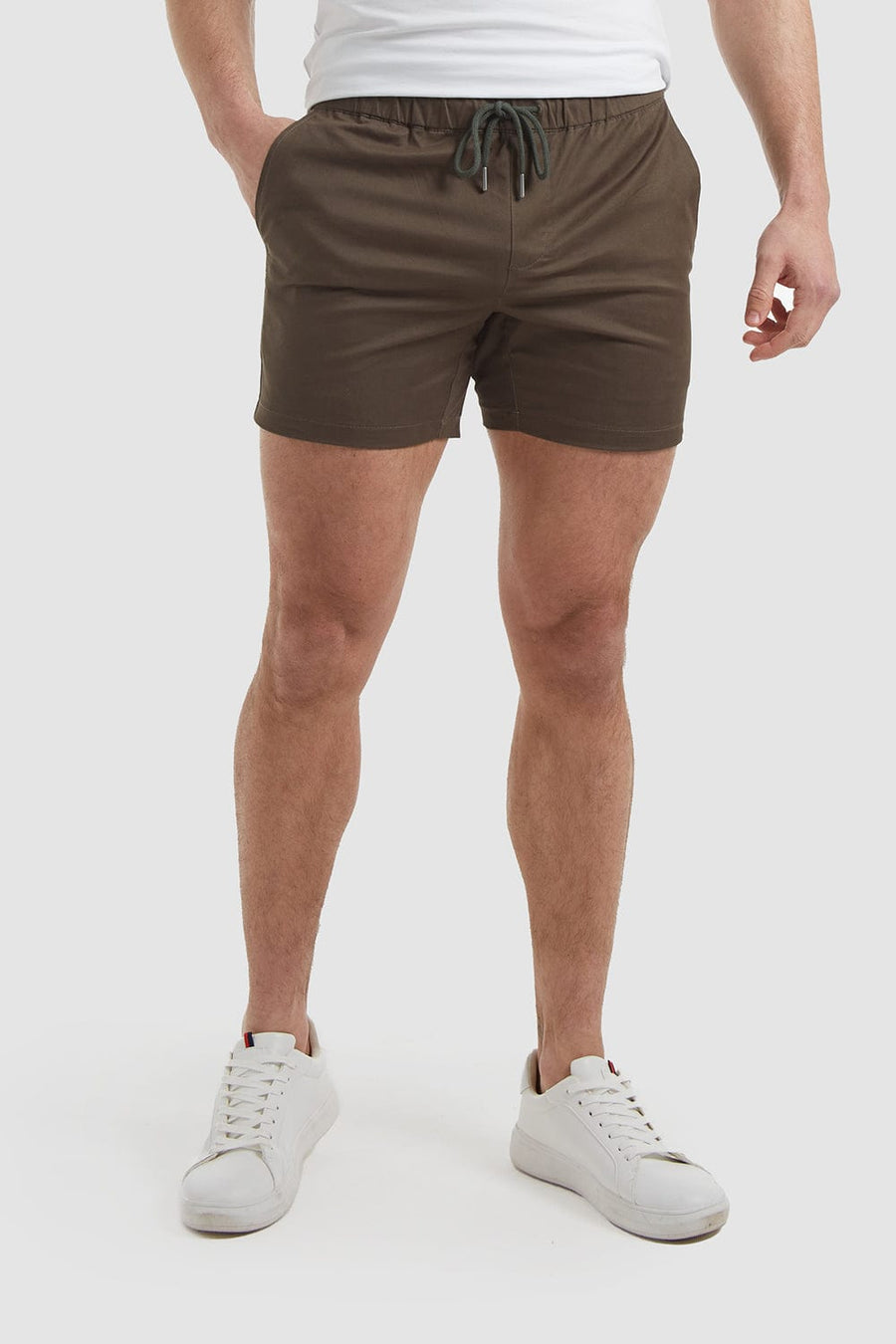 Athletic Fit Drawstring Chino Shorts In Khaki - TAILORED ATHLETE - USA