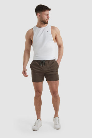 Athletic Fit Drawstring Chino Shorts In Khaki - TAILORED ATHLETE - USA